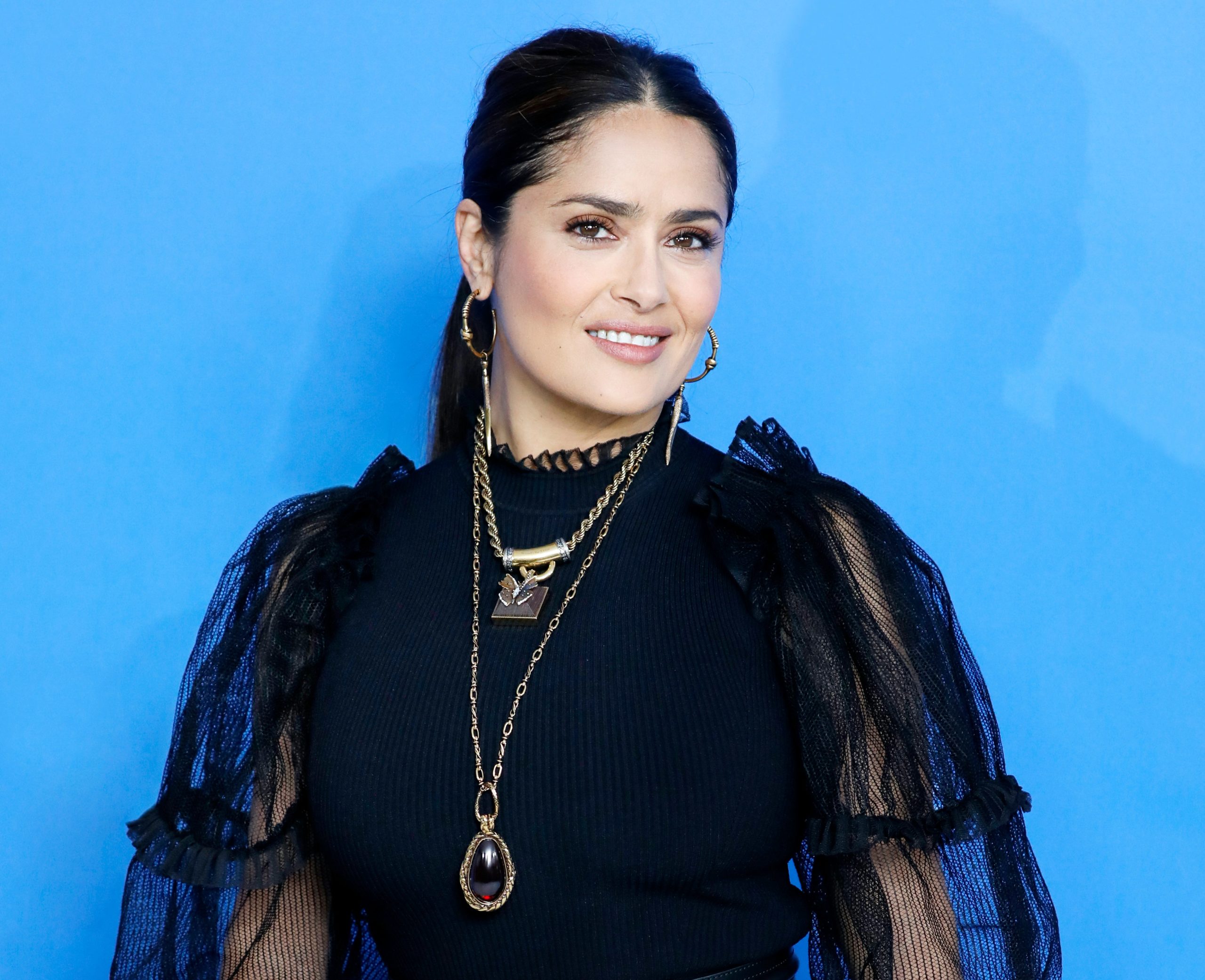 Salma Hayek Proudly Shows Off Gray Hair in Her Latest Glowing Selfie