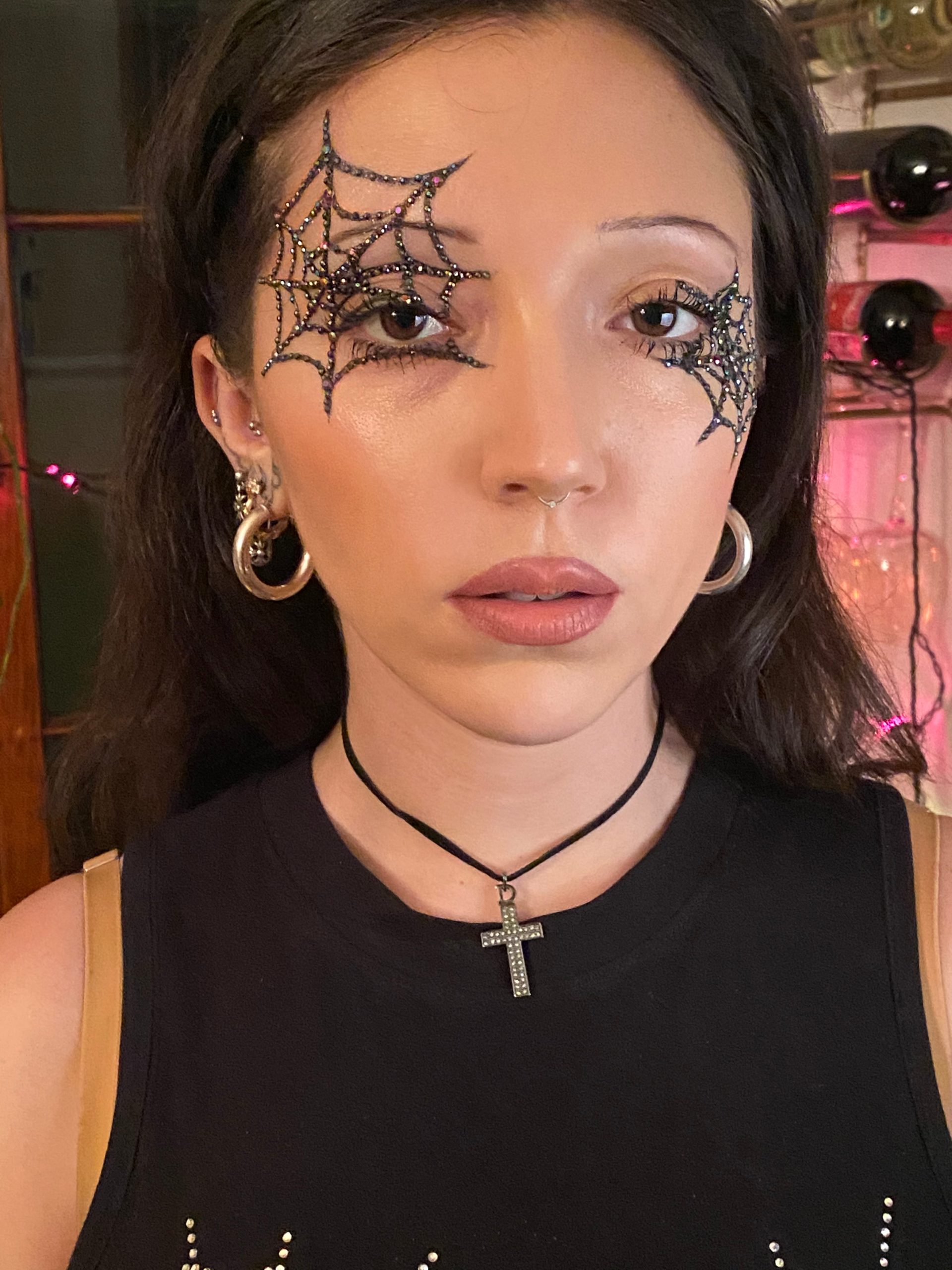 Try Sparkly Spiderweb Makeup for an Easy Halloween Costume | Tutorial