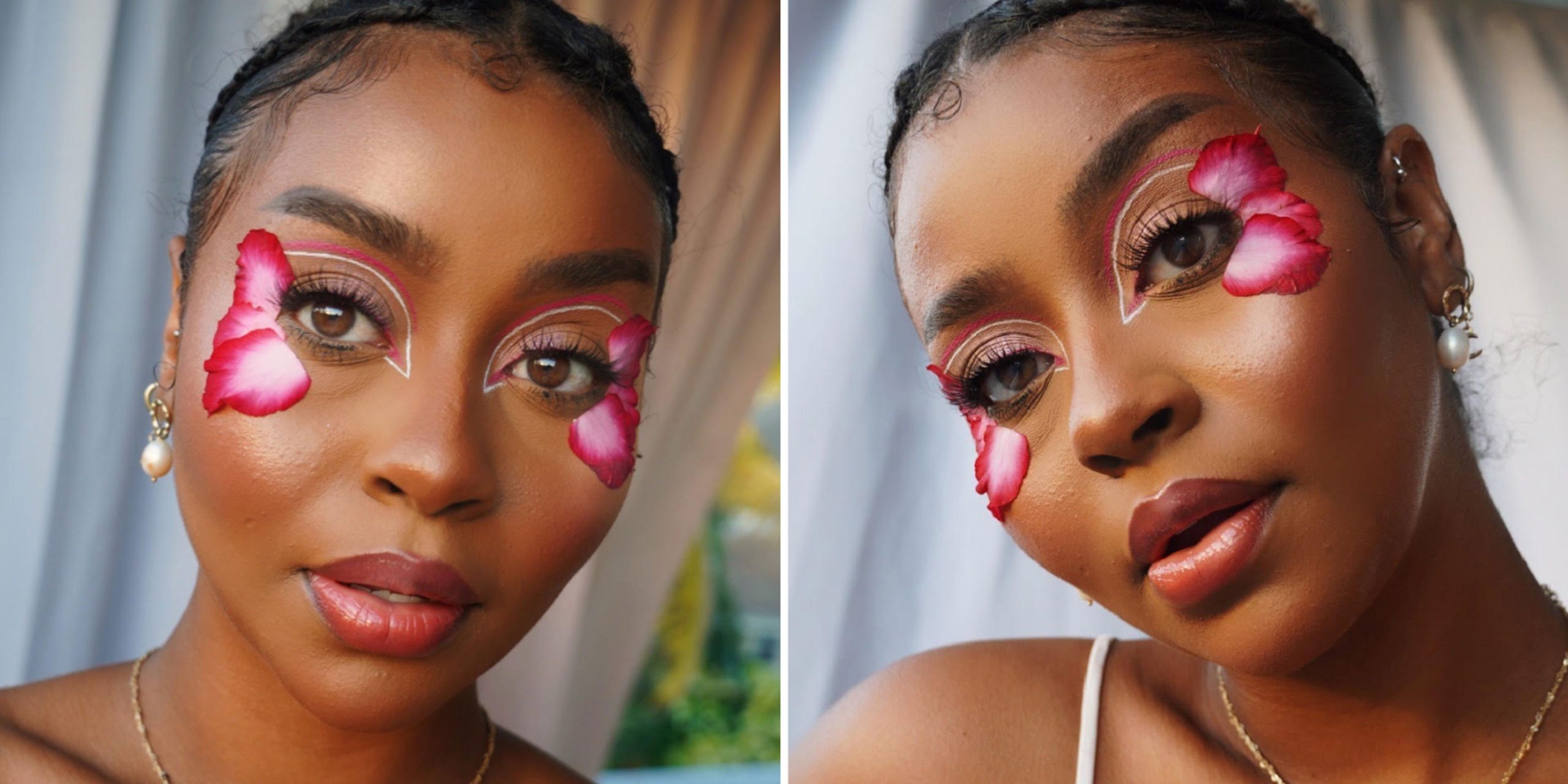 This Black Beauty Creator Used Real Flowers for This Romantic Floral-Inspired Makeup Look